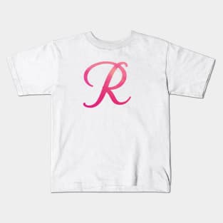 Letter R Monogram, Pink Color Personalized Design Kids T-Shirt